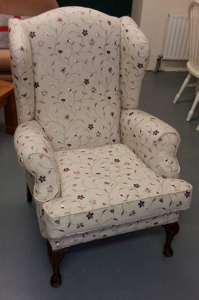 Queen Anne chair reupholstered